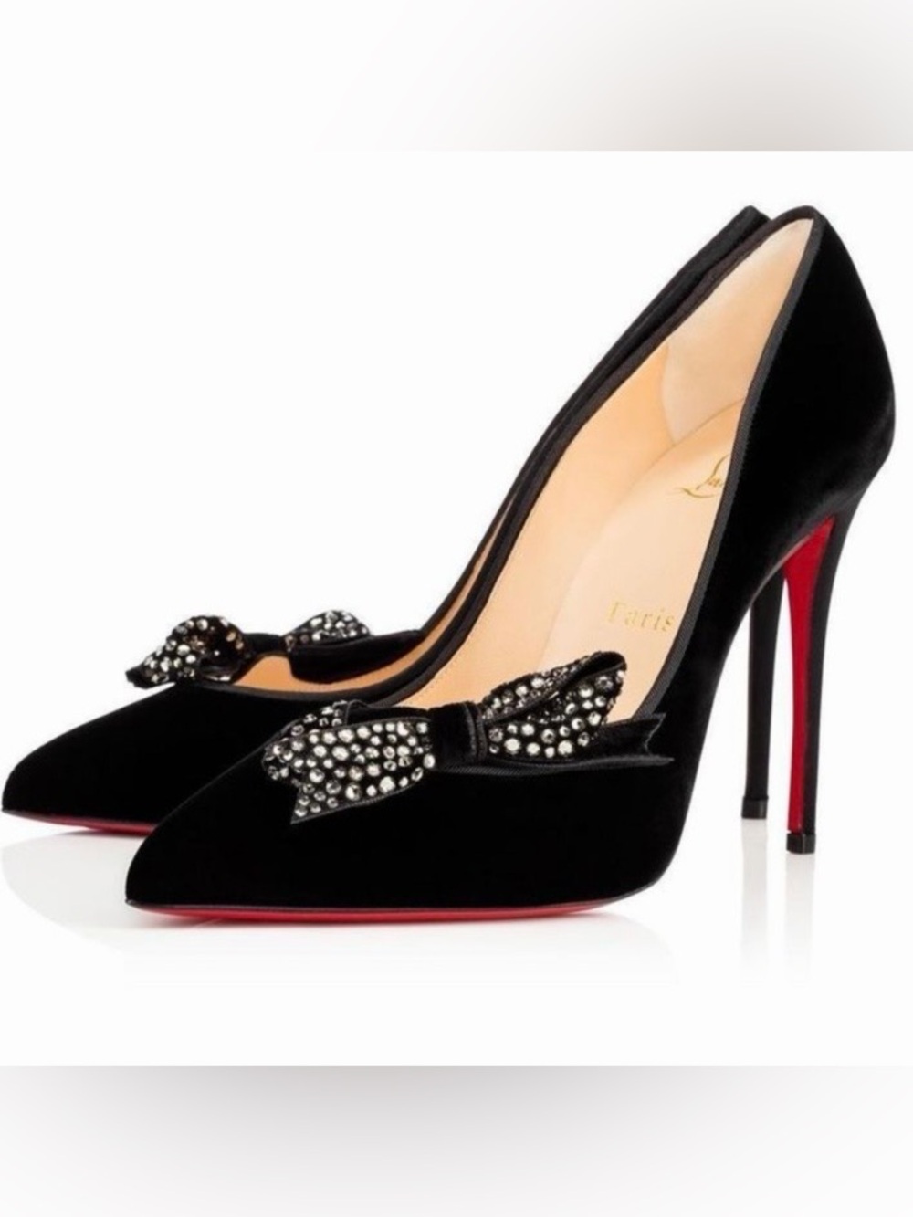 Christian Louboutin Madame Menule velvet box Strass heels